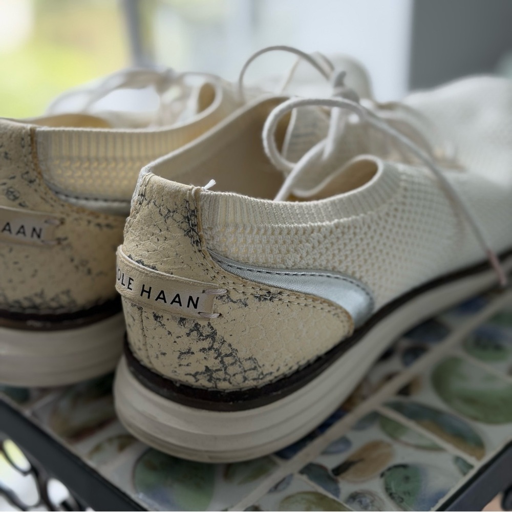 Cole Haan Beige and Metallic Sneakers